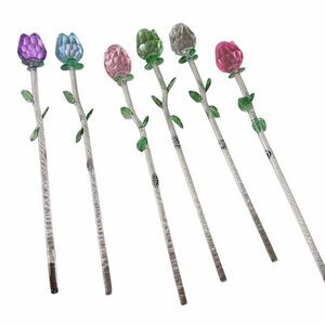 EROS Crystal Spring Bouquet Set of Six 13” Assorted Colored Roses Handmade